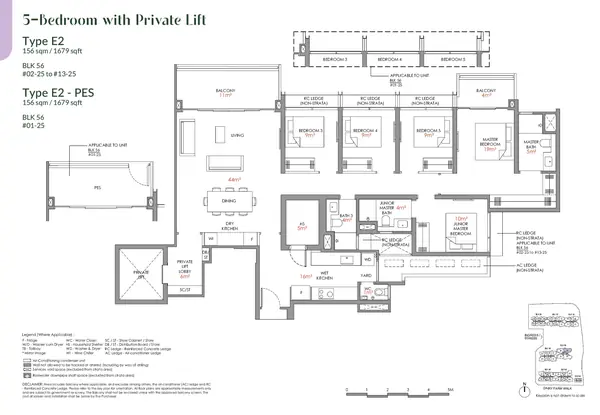 Narra Residences — floor plan E2-PES, 5 Bedroom with Private Lift, D23