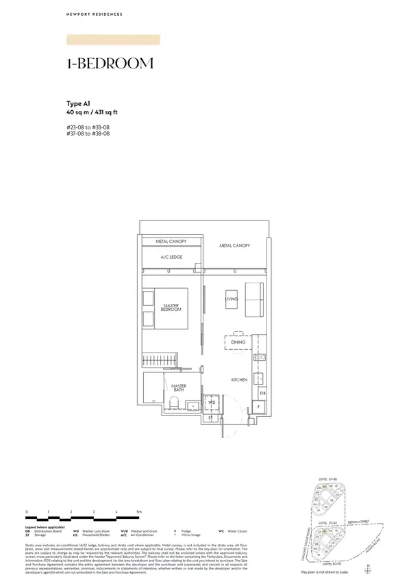 Newport Residences — floor plan A1, 1 Bedroom, D02