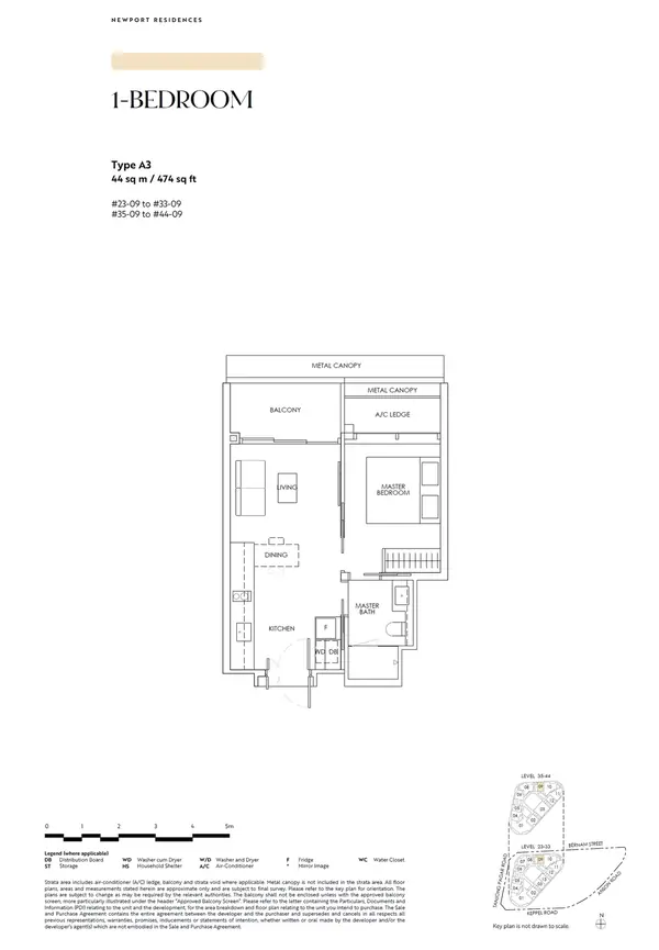 Newport Residences — floor plan A3, 1 Bedroom, D02