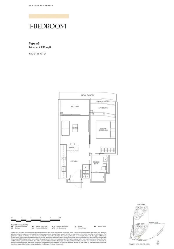 Newport Residences — floor plan A5, 1 Bedroom, D02