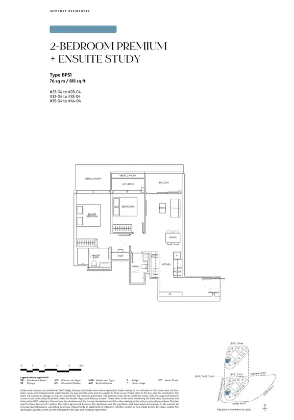 Newport Residences — floor plan BPS1, 2 Bedroom Premium + Ensuite Study, D02
