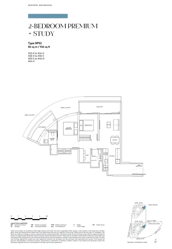 Newport Residences — floor plan BPS2, 2 Bedroom Premium + Ensuite Study, D02