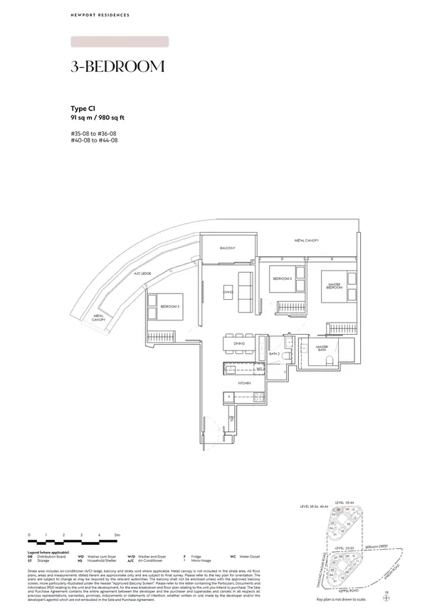 Newport Residences — floor plan C1, 3 Bedroom, D02