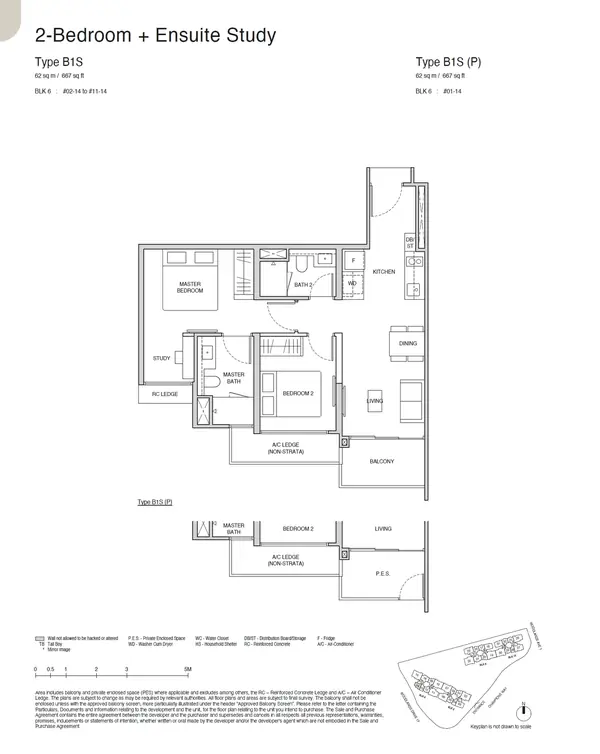 Norwood Grand — floor plan B1S(P), 2 Bedroom + Ensuite Study, D25