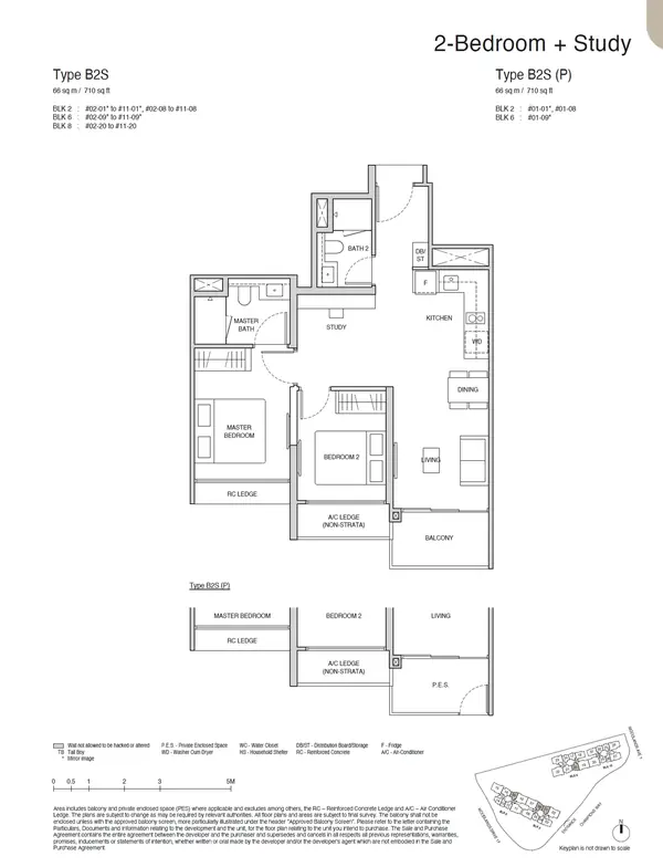 Norwood Grand — floor plan B2S, 2 Bedroom + Study, D25