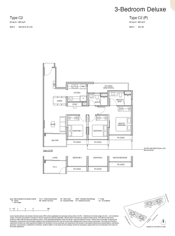 Norwood Grand — floor plan C2(P), 3 Bedroom Deluxe, D25