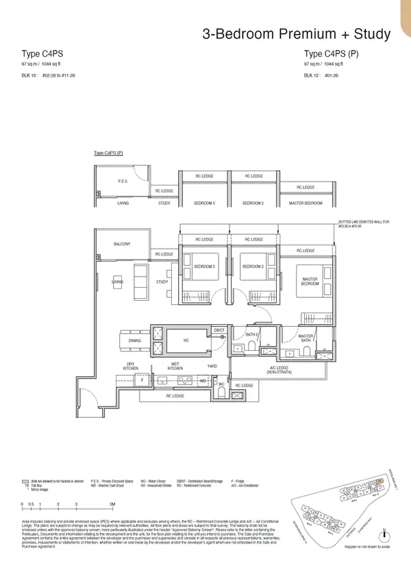 Norwood Grand — floor plan C4PS(P), 3 Bedroom Premium + Study, D25