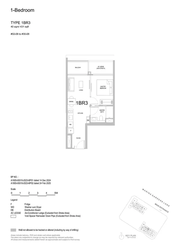 One Marina Gardens — floor plan 1BR3, 1 Bedroom, D01