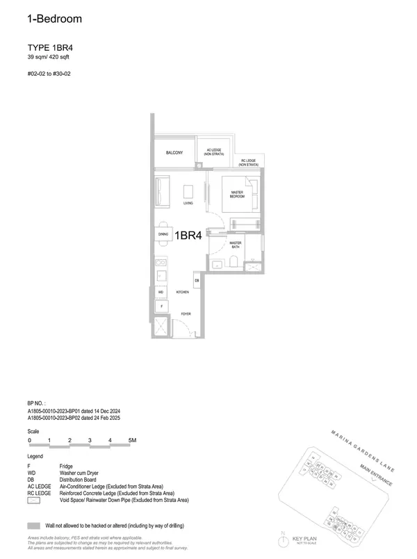 One Marina Gardens — floor plan 1BR4, 1 Bedroom, D01