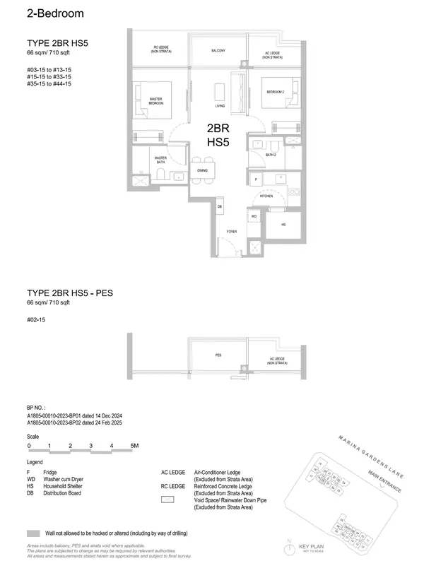One Marina Gardens — floor plan 2BR HS5-PES, 2 Bedroom, D01