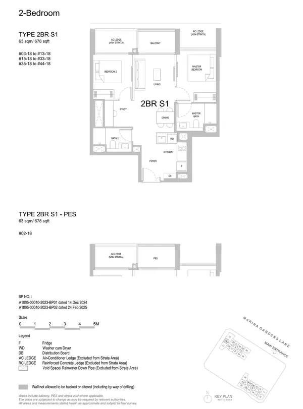 One Marina Gardens — floor plan 2BR S1, 2 Bedroom, D01