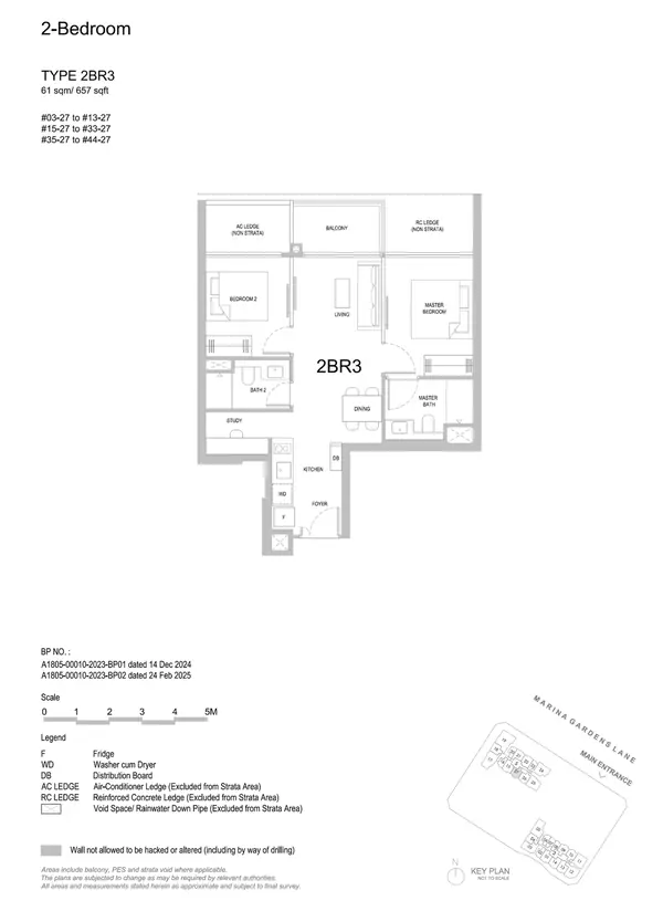 One Marina Gardens — floor plan 2BR3, 2 Bedroom, D01