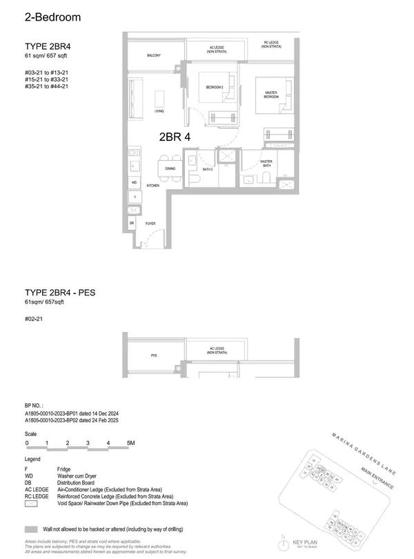 One Marina Gardens — floor plan 2BR4-PES, 2 Bedroom, D01