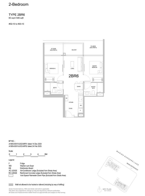One Marina Gardens — floor plan 2BR6, 2 Bedroom, D01