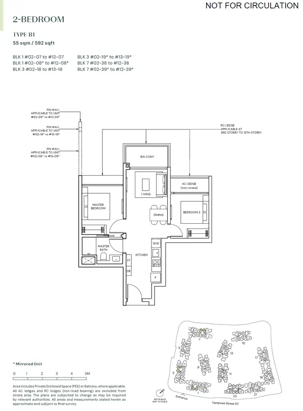 Parktown Residence — floor plan B1, 2 Bedroom, D18