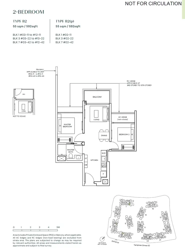 Parktown Residence — floor plan B2, 2 Bedroom, D18