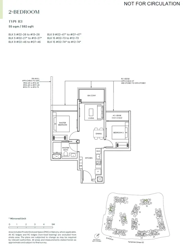 Parktown Residence — floor plan B3, 2 Bedroom, D18