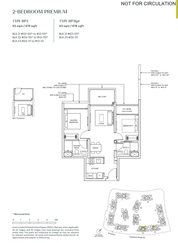 Parktown Residence — floor plan BP3, 2 Bedroom Premium, D18