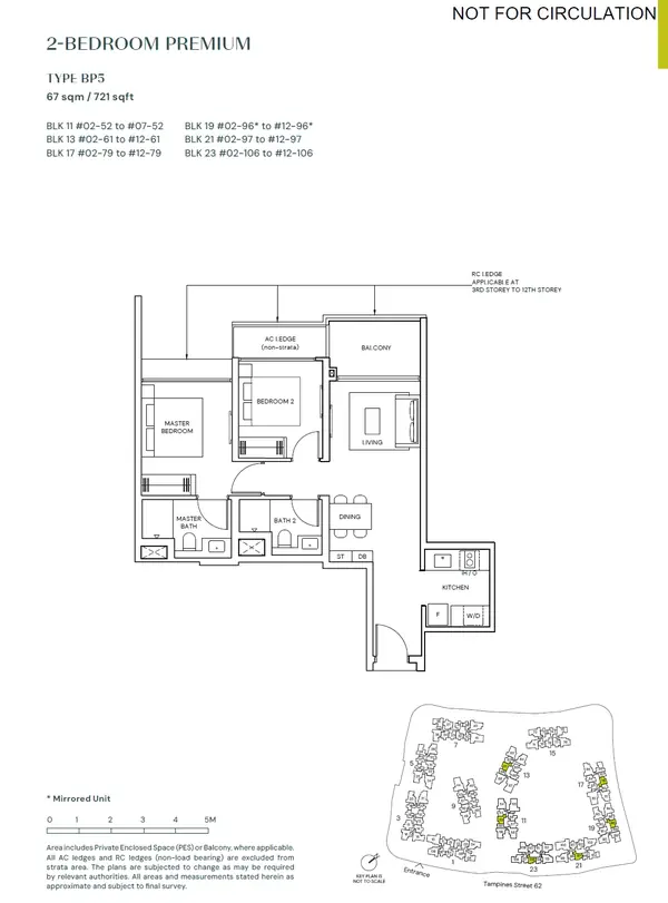 Parktown Residence — floor plan BP5, 2 Bedroom Premium, D18