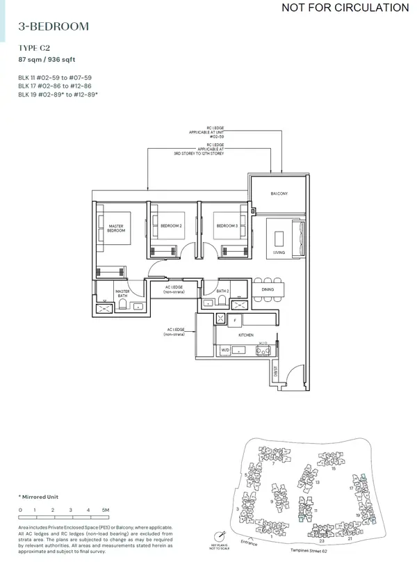 Parktown Residence — floor plan C2, 3 Bedroom, D18