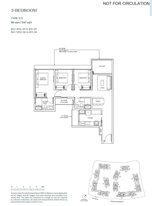 Parktown Residence — floor plan C3, 3 Bedroom, D18