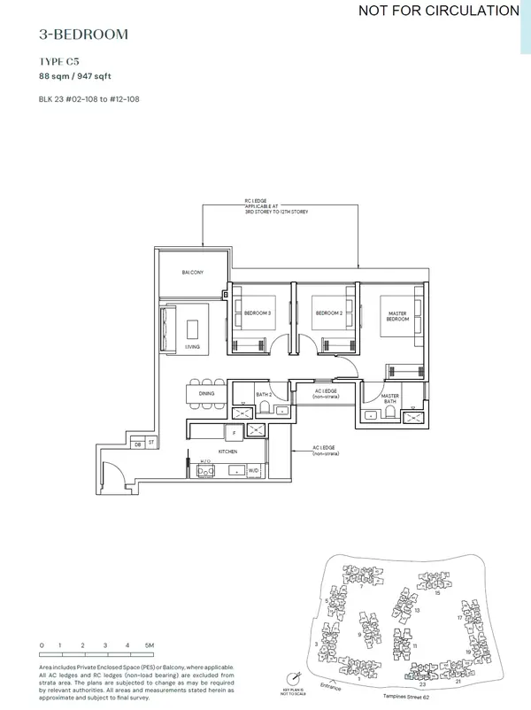 Parktown Residence — floor plan C5, 3 Bedroom, D18
