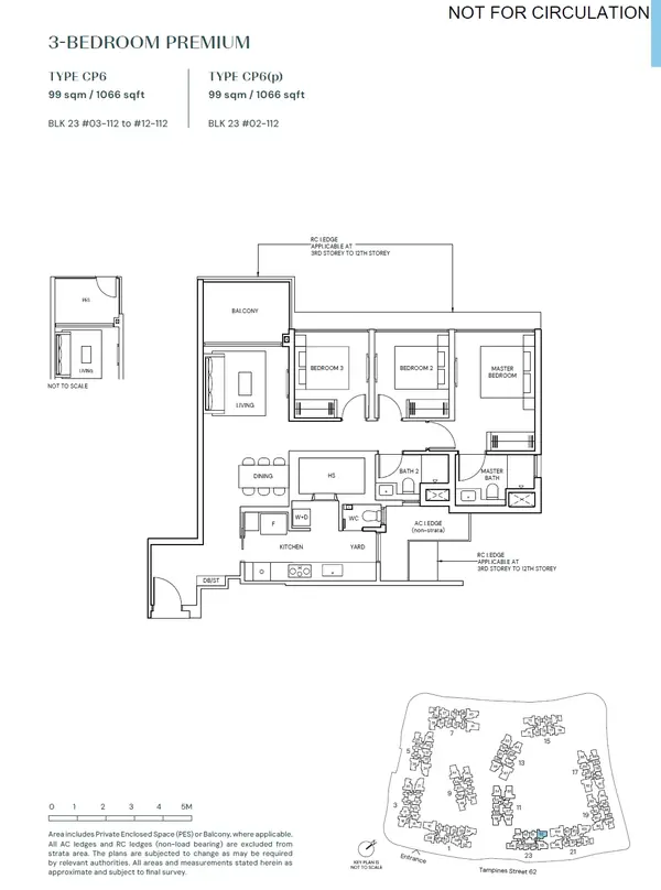 Parktown Residence — floor plan CP6, 3 Bedroom Premium, D18