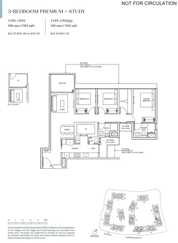 Parktown Residence — floor plan CPS1, 3 Bedroom Premium + Study, D18