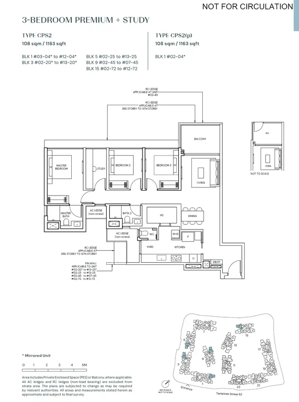 Parktown Residence — floor plan CPS2, 3 Bedroom Premium + Study, D18