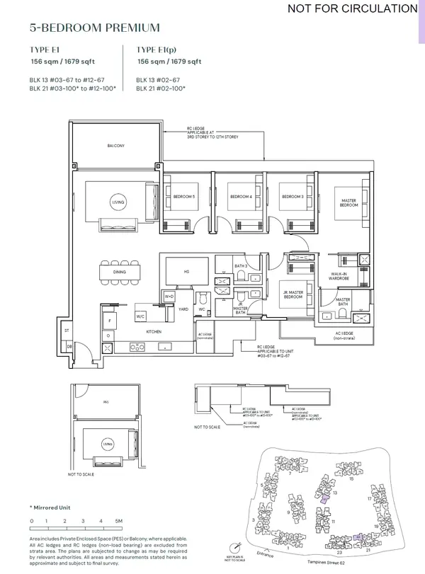 Parktown Residence — floor plan E1, 5 Bedroom Premium, D18