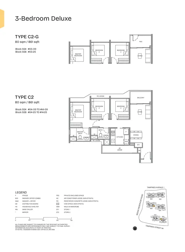 Pinery Residences — floor plan C2, 3 Bedroom Deluxe, D16