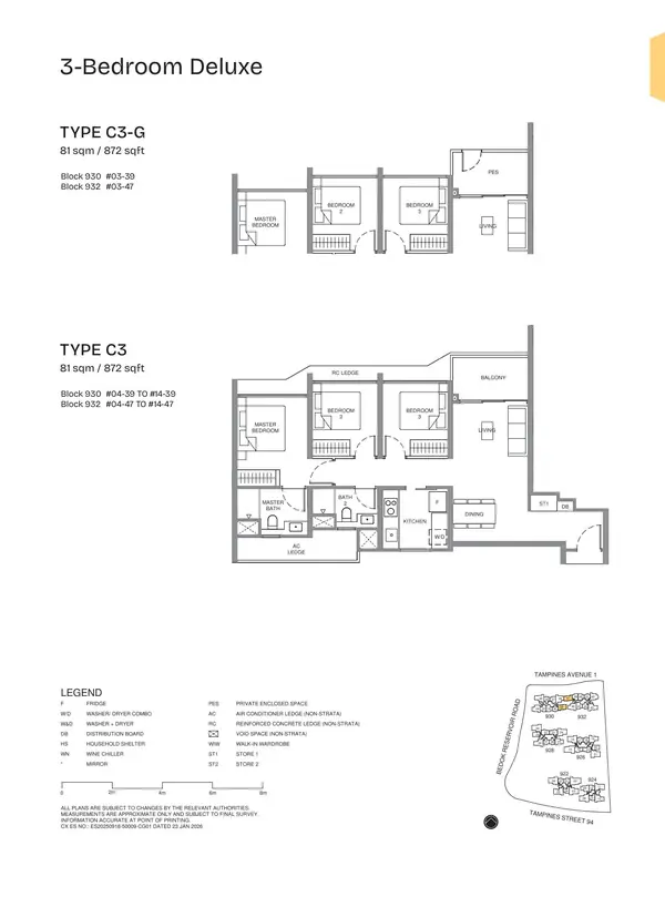 Pinery Residences — floor plan C3-G, 3 Bedroom Deluxe, D16