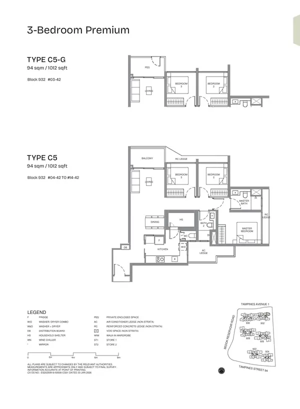 Pinery Residences — floor plan C5-G, 3 Bedroom Premium, D16
