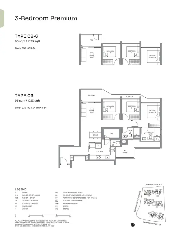 Pinery Residences — floor plan C6, 3 Bedroom Premium, D16