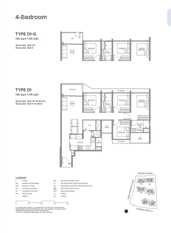 Pinery Residences — floor plan D1-G, 4 Bedroom, D16