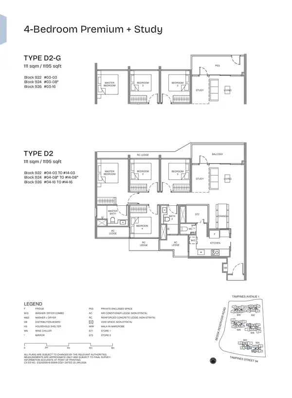 Pinery Residences — floor plan D2, 4 Bedroom Premium + Study, D16