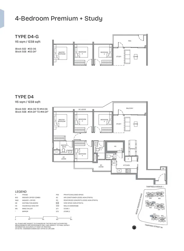 Pinery Residences — floor plan D4-G, 4 Bedroom Premium + Study, D16