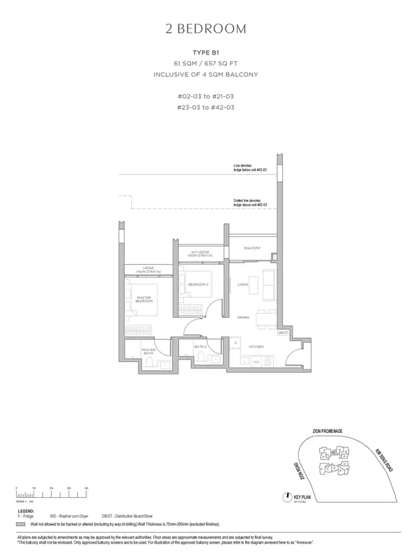 Promenade Peak — floor plan B1, 2 Bedroom, D03