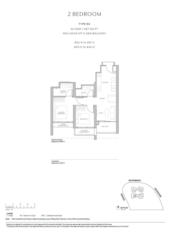 Promenade Peak — floor plan B3, 2 Bedroom, D03