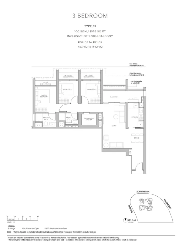 Promenade Peak — floor plan C1, 3 Bedroom, D03