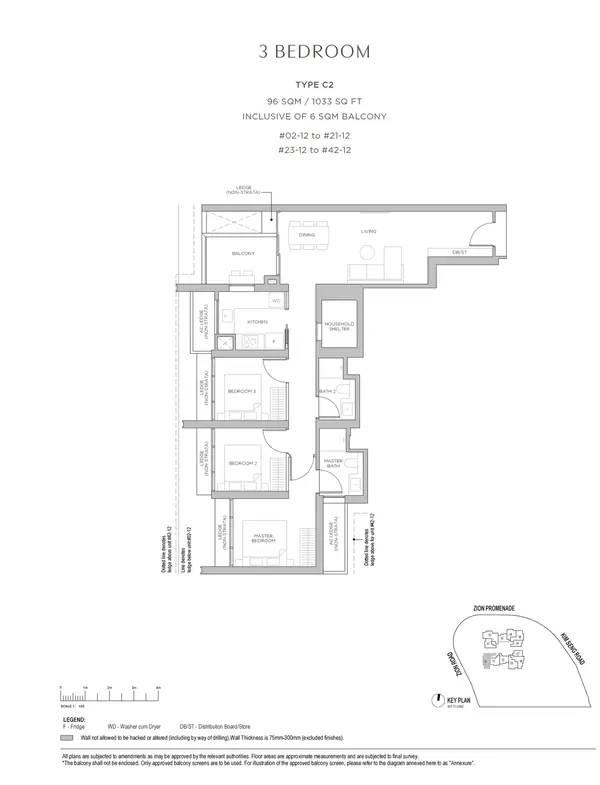 Promenade Peak — floor plan C2, 3 Bedroom, D03