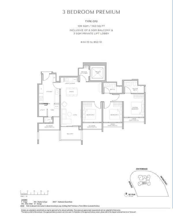 Promenade Peak — floor plan CP2, 3 Bedroom Premium (with Private Lift), D03