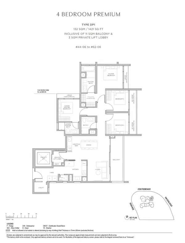 Promenade Peak — floor plan DP1, 4 Bedroom Premium (with Private Lift), D03