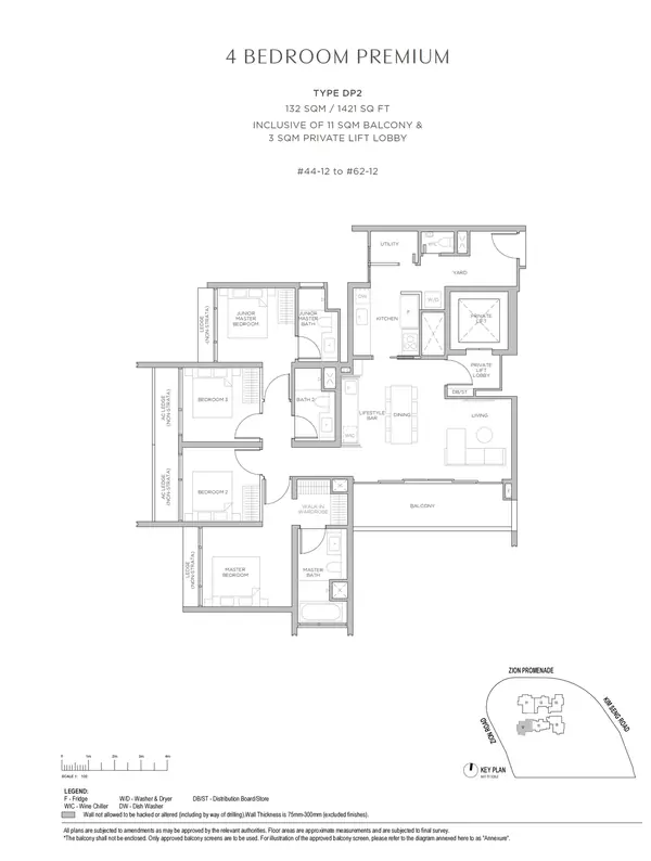 Promenade Peak — floor plan DP2, 4 Bedroom Premium (with Private Lift), D03