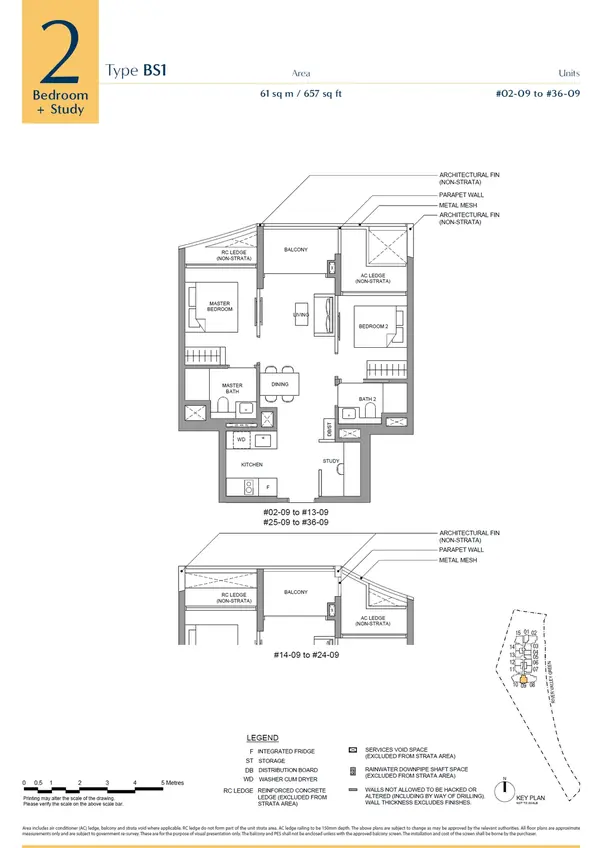 River Green — floor plan BS1, 2 Bedroom + Study, D09