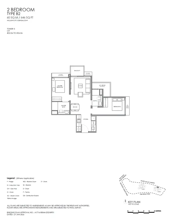 River Modern — floor plan B2, 2 Bedroom, D09
