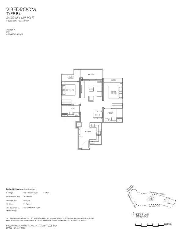River Modern — floor plan B4, 2 Bedroom, D09