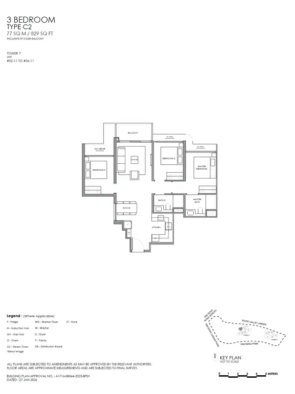 River Modern — floor plan C2, 3 Bedroom, D09