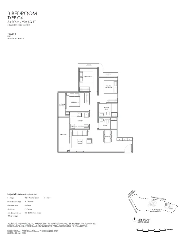 River Modern — floor plan C4, 3 Bedroom, D09