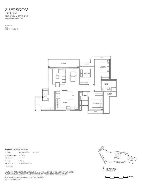 River Modern — floor plan C5, 3 Bedroom, D09